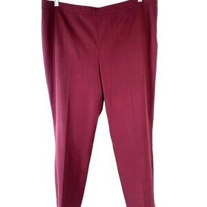 Lafayette 148 NY Virgin Wool Blend Cropped Ankle Trouser Pants Size 18 Burgundy